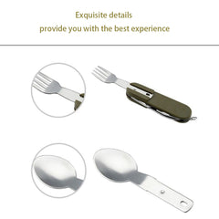 9 In1 Outdoor Tableware Fork Spoon Stainless Steel Multi-purpose Tableware Picnic Combination Tool